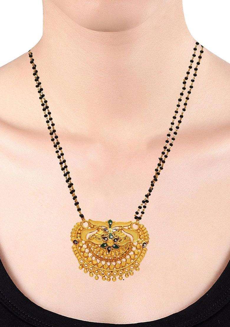 Gold-Plated Temple Necklace with CZ Stone for Women | Traditional Temple Jewellery for Wedding & Festive Wear | Gift for Her - Indya