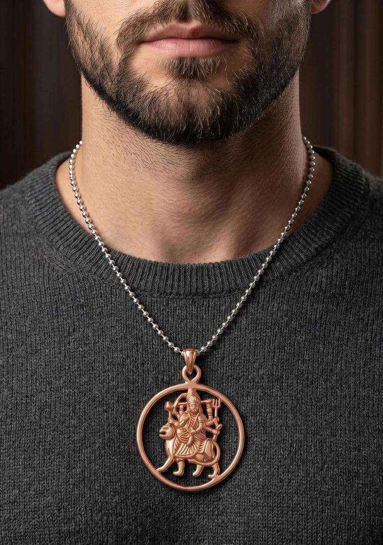 Copper-Plated Temple Necklace for Men & Women | Traditional Temple Jewellery for Wedding & Festive Wear | Festive Gift - Indya