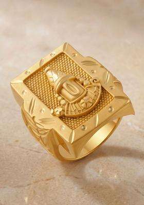 Gold-Plated Temple Quartz Finger Ring for Men & Women | Traditional Temple Jewellery for Wedding & Festive Wear | Festive Gift