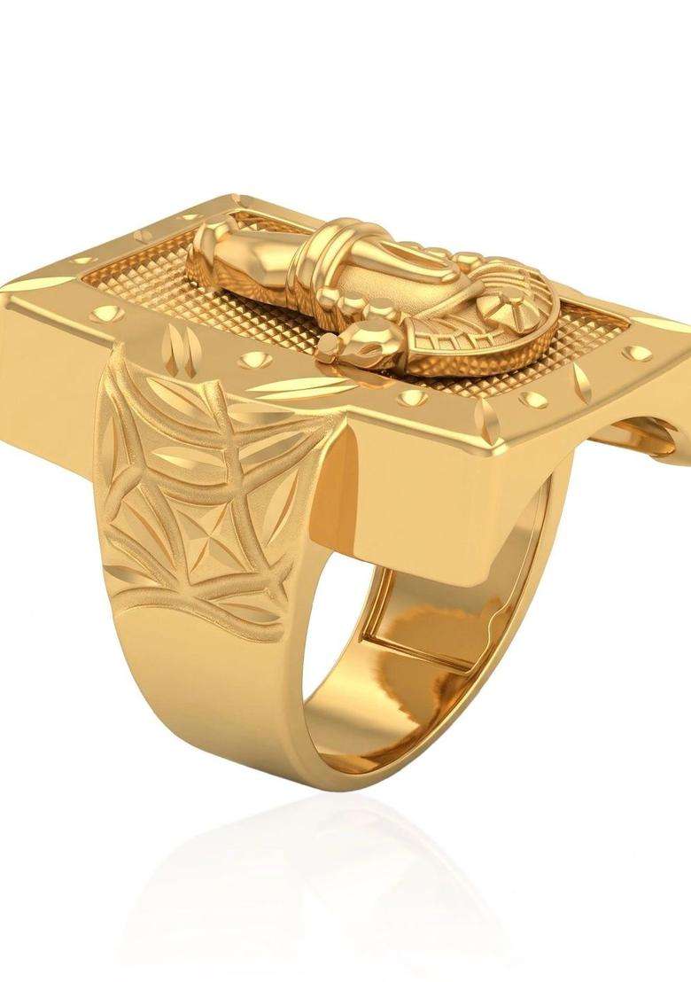 Gold-Plated Temple Quartz Finger Ring for Men & Women | Traditional Temple Jewellery for Wedding & Festive Wear | Festive Gift - Indya