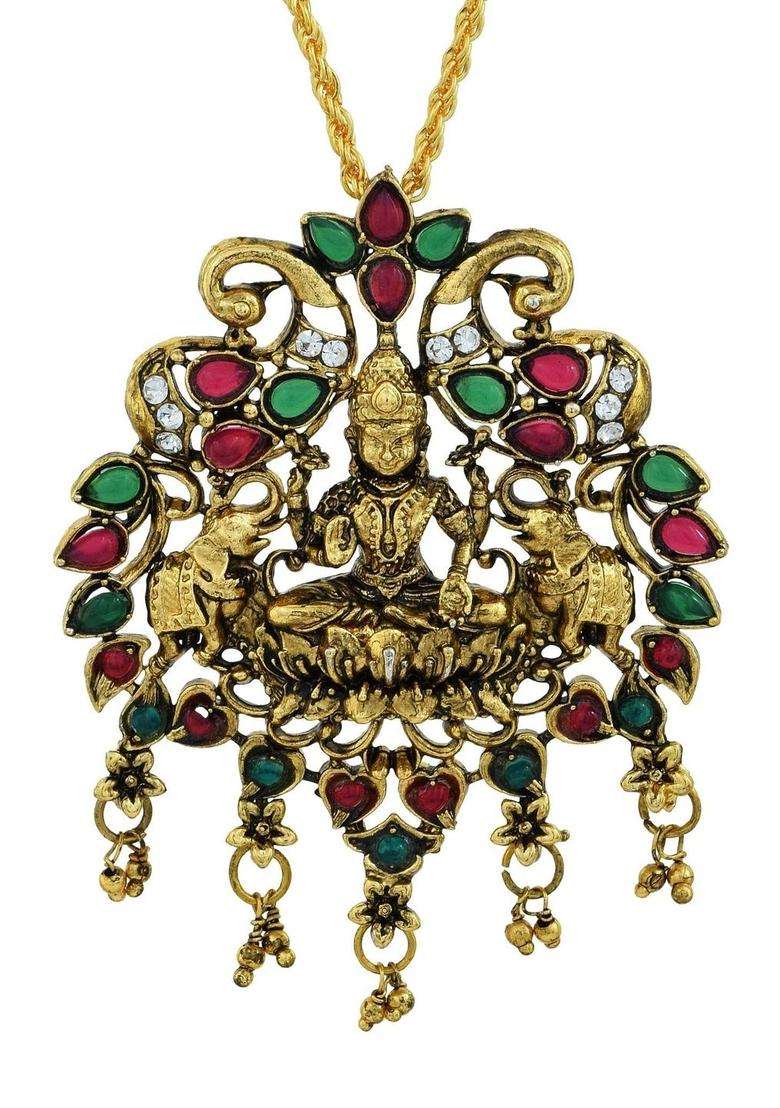 Gold-Plated Antique Necklace for Men | Traditional Temple Jewellery for Wedding & Festive Wear | Gift for Him - Indya