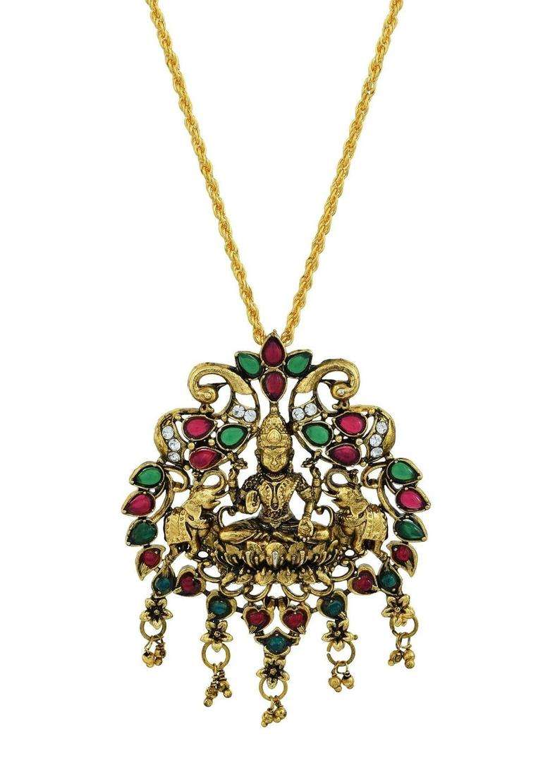 Gold-Plated Antique Necklace for Men | Traditional Temple Jewellery for Wedding & Festive Wear | Gift for Him - Indya