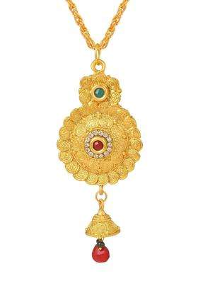 Gold-Plated Temple Necklace with CZ Stone for Women | Traditional Temple Jewellery for Wedding & Festive Wear | Gift for Her