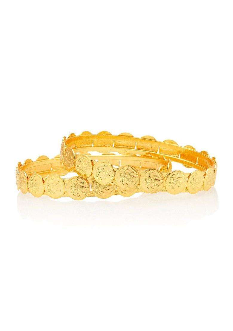 Brass Temple Gold-Plated Bangle-Style Bracelet for Men & Women | Traditional Temple Jewellery for Wedding & Festive Wear | Festive Gift - Indya