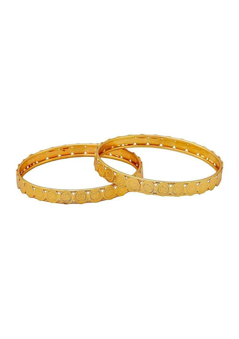 Brass Temple Gold-Plated Bangle-Style Bracelet for Men & Women | Traditional Temple Jewellery for Wedding & Festive Wear | Festive Gift - Indya