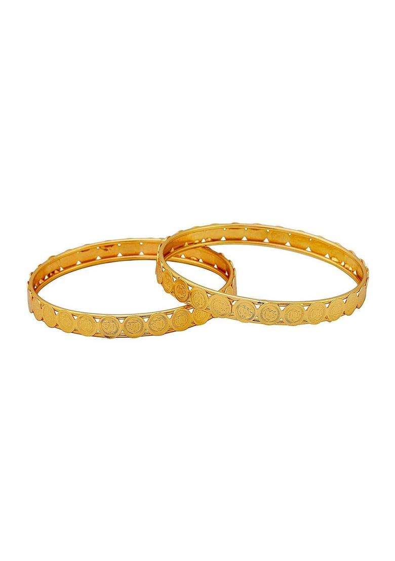 Brass Temple Gold-Plated Bangle-Style Bracelet for Women | Traditional Temple Jewellery for Wedding & Festive Wear | Gift for Her - Indya