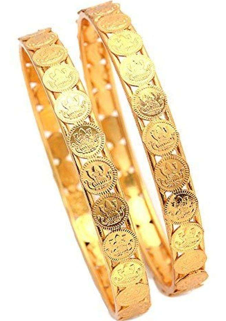 Brass Temple Gold-Plated Bangle-Style Bracelet for Women | Traditional Temple Jewellery for Wedding & Festive Wear | Gift for Her - Indya