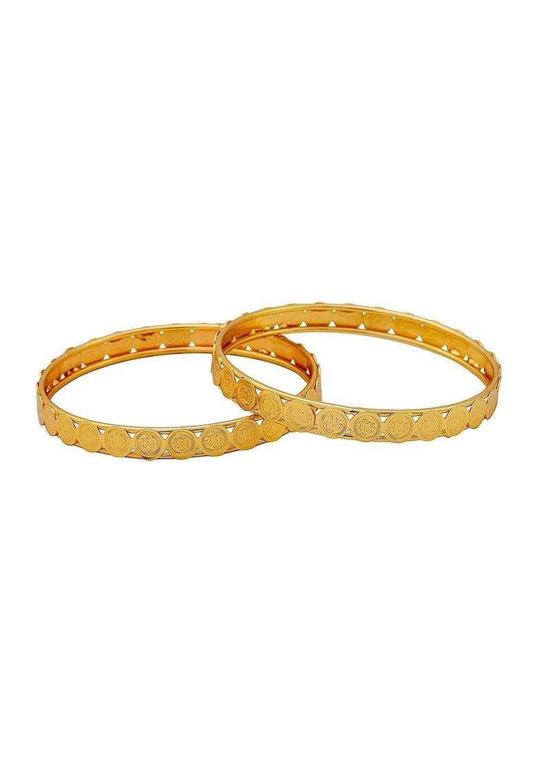 Brass Temple Gold-Plated Bangle-Style Bracelet for Women | Traditional Temple Jewellery for Wedding & Festive Wear | Gift for Her - Indya