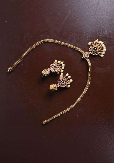 Gold-Plated Temple Pendant and Earrings for Women | Traditional Temple Jewellery for Wedding & Festive Wear | Gift for Her