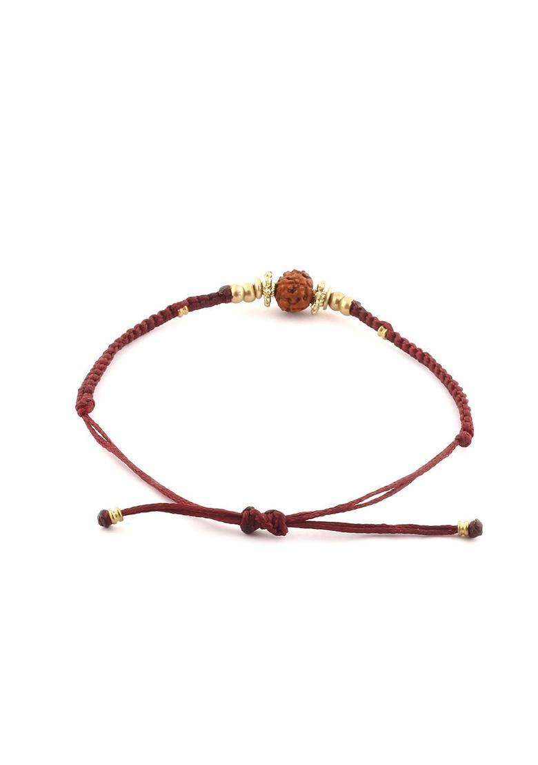 Maroon & Cream-Coloured Set of 2 Temple Charm Bracelet for Men & Women | Stylish Party & Everyday Wear | Festive Gift - Indya