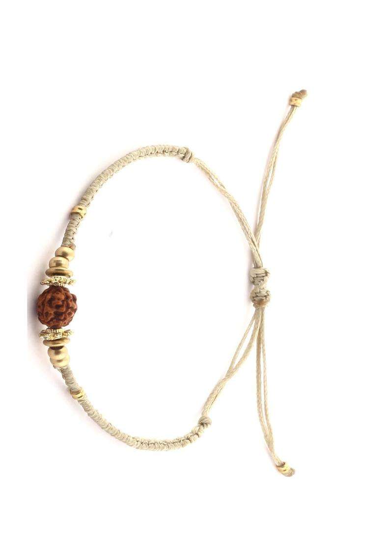Maroon & Cream-Coloured Set of 2 Temple Charm Bracelet for Men & Women | Stylish Party & Everyday Wear | Festive Gift - Indya