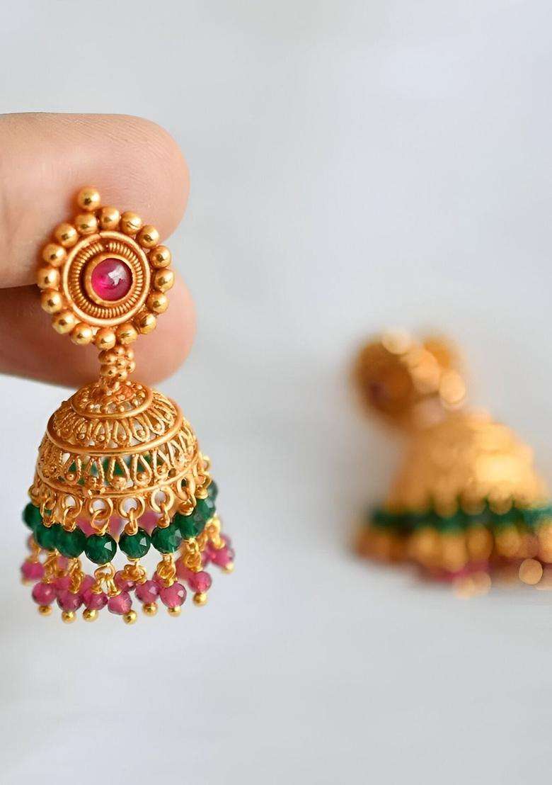 Gold-Plated Stone-Studded Godess Lakshmi Temple Necklace & Earrings for Women | Traditional Temple Jewellery for Wedding & Festive Wear | Gift for Her - Indya