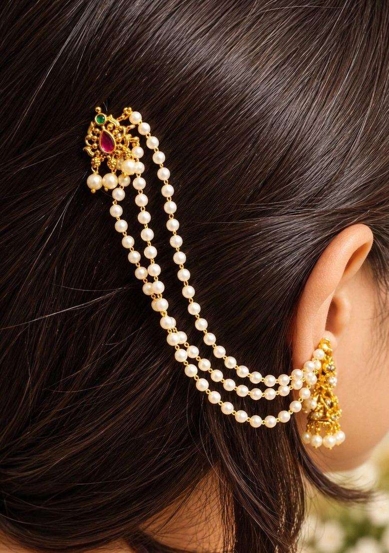 Gold-Plated Dome Shaped Jhumkas Earrings with CZ Stone for Women | Traditional Temple Jewellery for Wedding & Festive Wear | Gift for Her - Indya