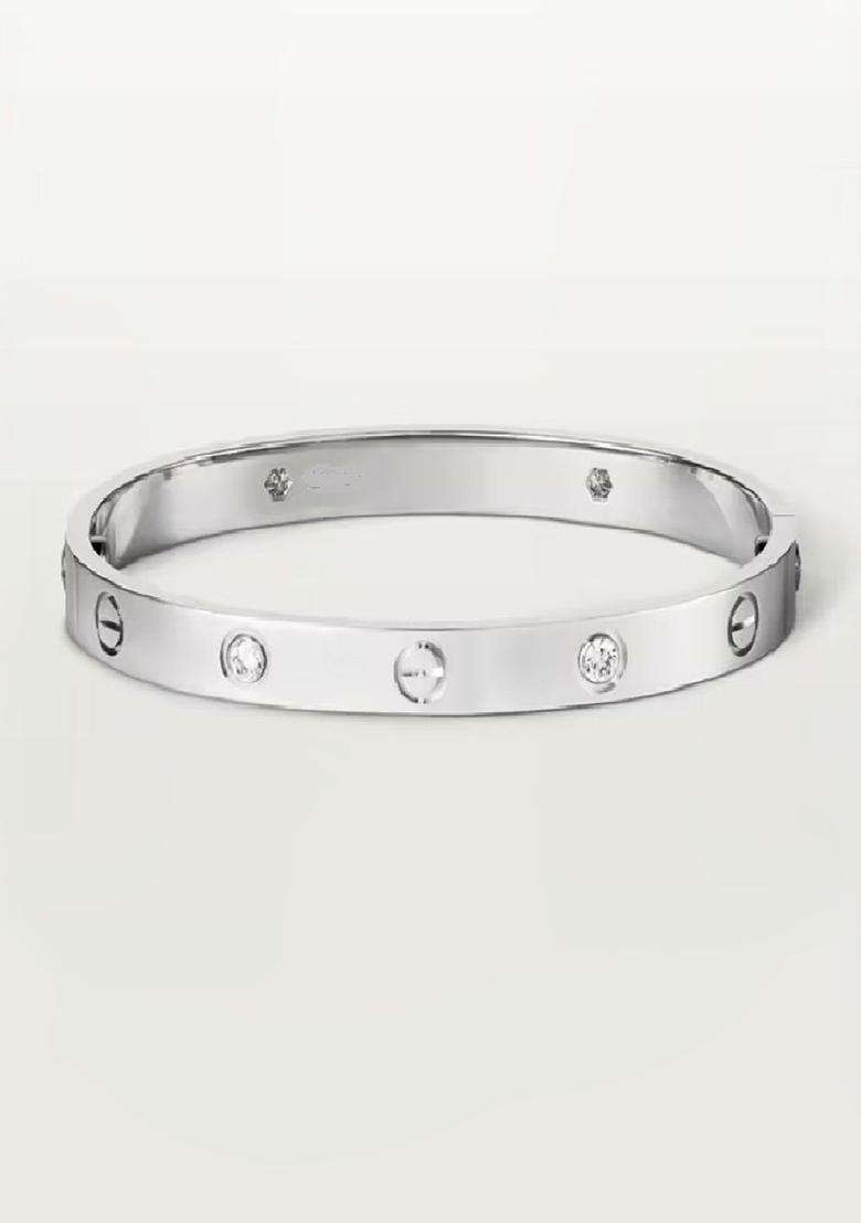 Stainless Steel Silver-Plated American Diamond Studded Bracelet for Men & Women | Stylish Party & Everyday Wear | Festive Gift - Indya