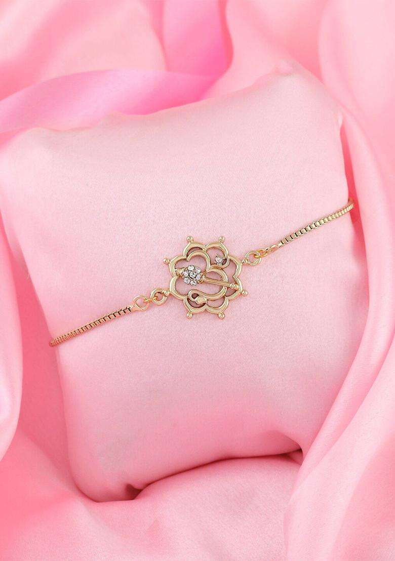 Temple Gold-Plated Charm Bracelet with Crystal for Women | Stylish Party & Everyday Wear | Gift for Her - Indya