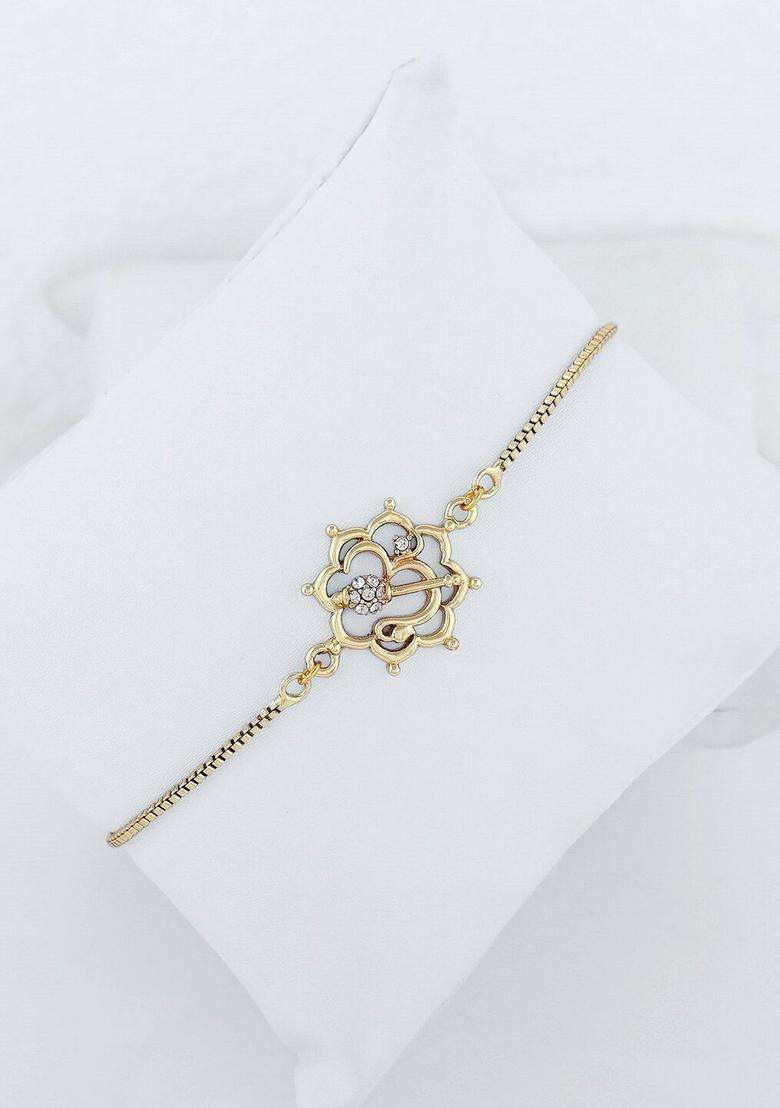 Temple Gold-Plated Charm Bracelet with Crystal for Women | Stylish Party & Everyday Wear | Gift for Her - Indya