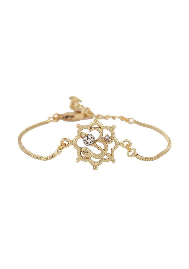 Temple Gold-Plated Charm Bracelet with Crystal for Women | Stylish Party & Everyday Wear | Gift for Her - Indya