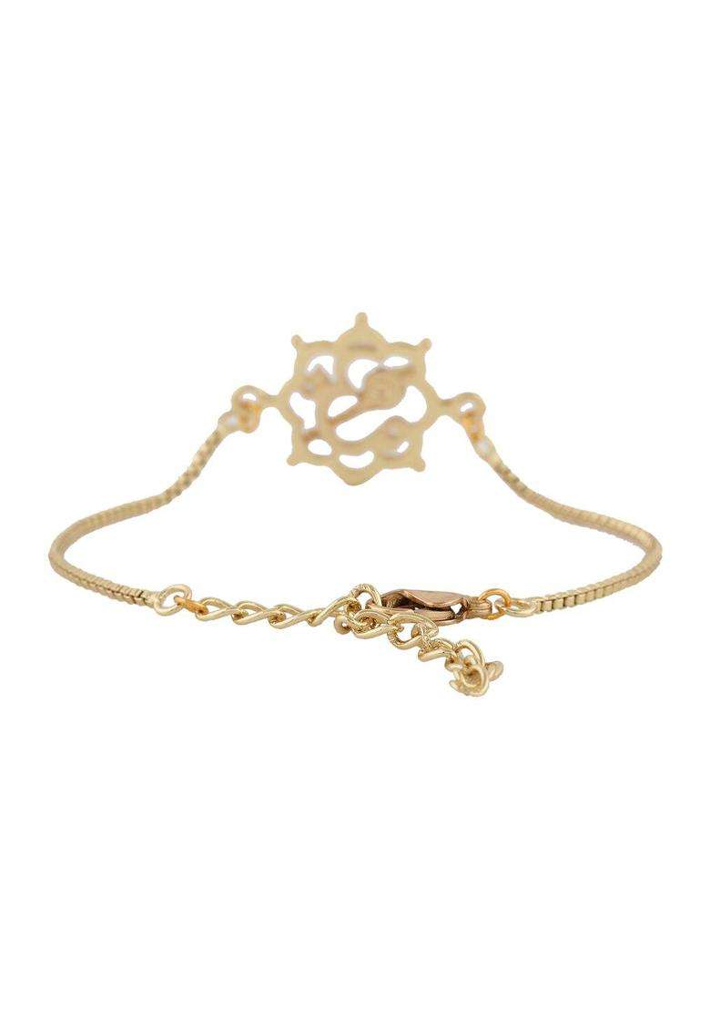 Temple Gold-Plated Charm Bracelet with Crystal for Women | Stylish Party & Everyday Wear | Gift for Her - Indya