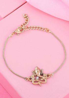 Temple Gold-Plated Charm Bracelet with Crystal for Women | Stylish Party & Everyday Wear | Gift for Her
