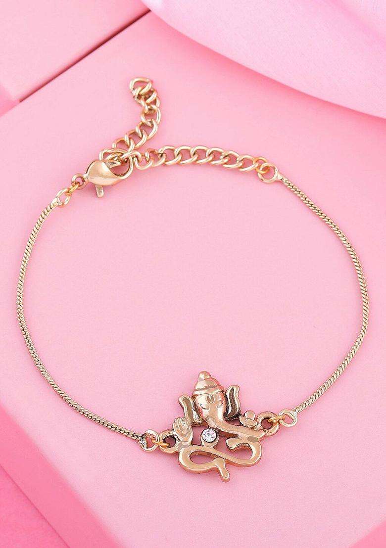 Temple Gold-Plated Charm Bracelet with Crystal for Women | Stylish Party & Everyday Wear | Gift for Her - Indya