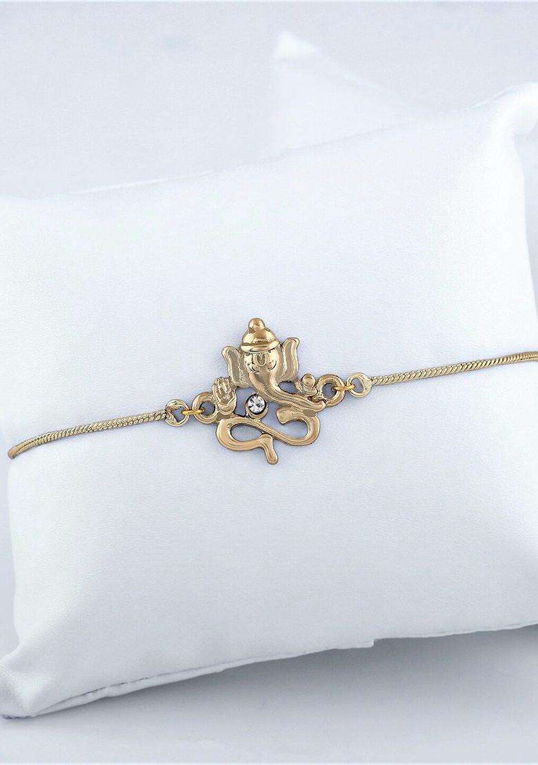 Temple Gold-Plated Charm Bracelet with Crystal for Women | Stylish Party & Everyday Wear | Gift for Her - Indya
