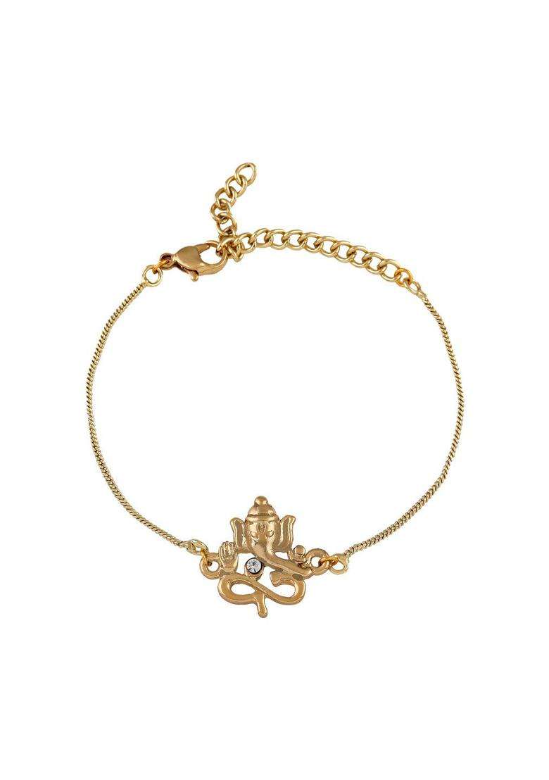 Temple Gold-Plated Charm Bracelet with Crystal for Women | Stylish Party & Everyday Wear | Gift for Her - Indya