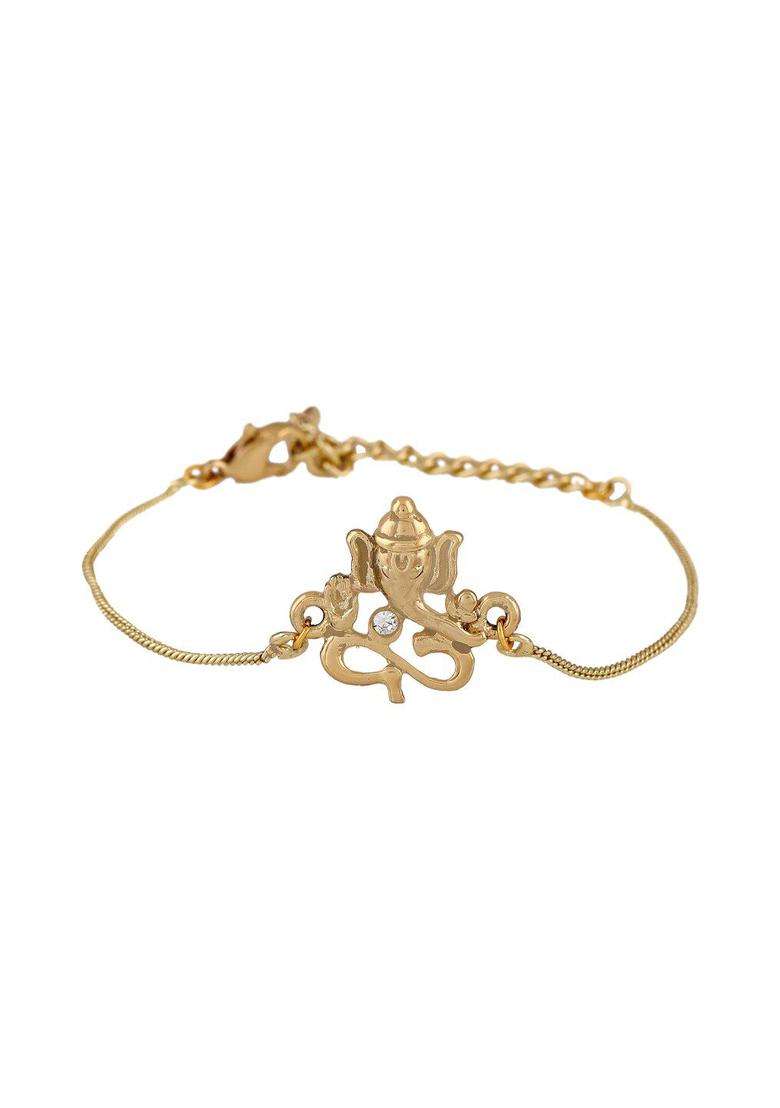 Temple Gold-Plated Charm Bracelet with Crystal for Women | Stylish Party & Everyday Wear | Gift for Her - Indya