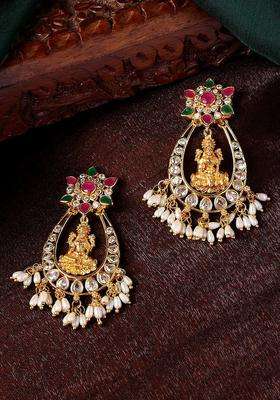 Gold-Plated Contemporary Chandbalis Earrings with CZ Stone for Women | Traditional Temple Jewellery for Wedding & Festive Wear | Gift for Her