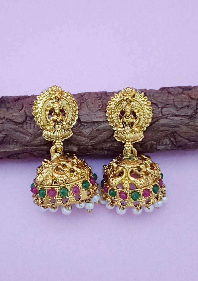 Set of 2 Gold-Plated CZ Studded & Beaded Lakshmi Peacock Pendant Bridal Jewellery Sets for Women | Traditional Temple Jewellery for Wedding & Festive Wear | Gift for Her - Indya