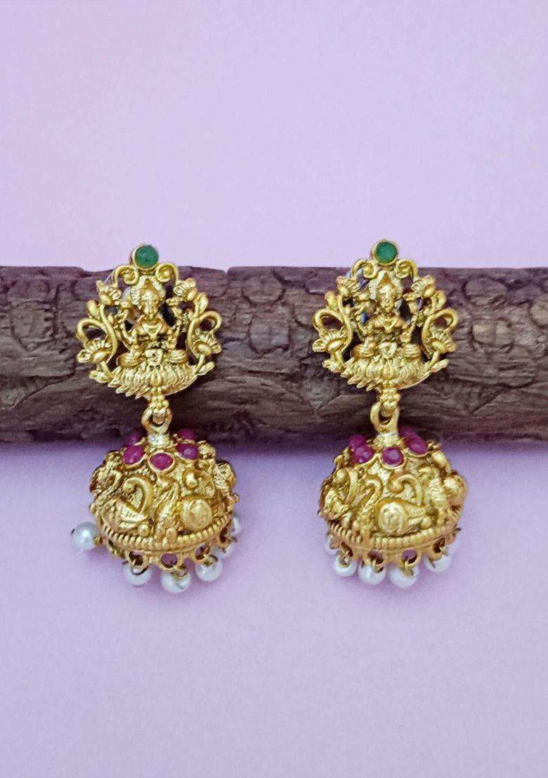 Set of 2 Gold-Plated CZ Studded & Beaded Lakshmi Pendant Coin Bridal Jewellery Sets for Women | Traditional Temple Jewellery for Wedding & Festive Wear | Gift for Her - Indya