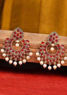 Crescent Shaped Drop Earrings for Women | Traditional Temple Jewellery for Wedding & Festive Wear | Gift for Her