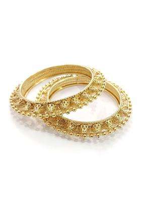Brass Temple Gold-Plated Bangle-Style Bracelet for Women | Traditional Temple Jewellery for Wedding & Festive Wear | Gift for Her