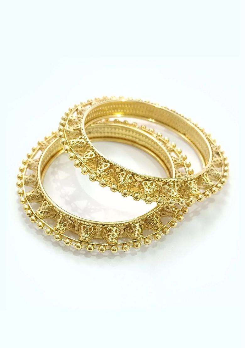 Brass Temple Gold-Plated Bangle-Style Bracelet for Women | Traditional Temple Jewellery for Wedding & Festive Wear | Gift for Her - Indya