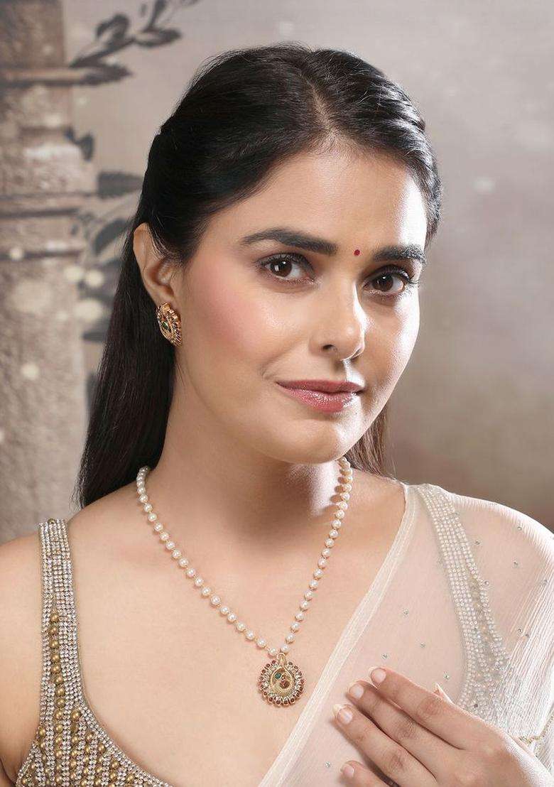 Brass Gold-Plated Temple Traditional Long Necklace for Women | Traditional Temple Jewellery for Wedding & Festive Wear | Gift for Her - Indya