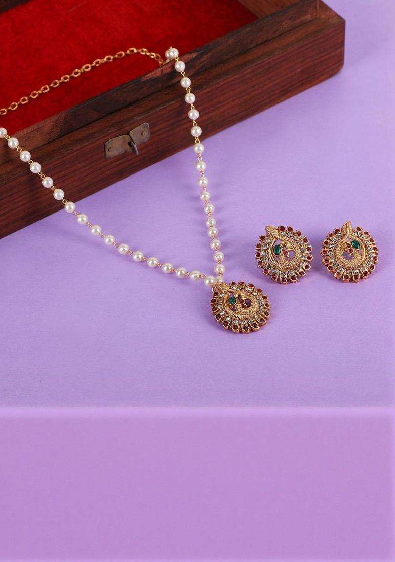 Brass Gold-Plated Temple Traditional Long Necklace for Women | Traditional Temple Jewellery for Wedding & Festive Wear | Gift for Her - Indya