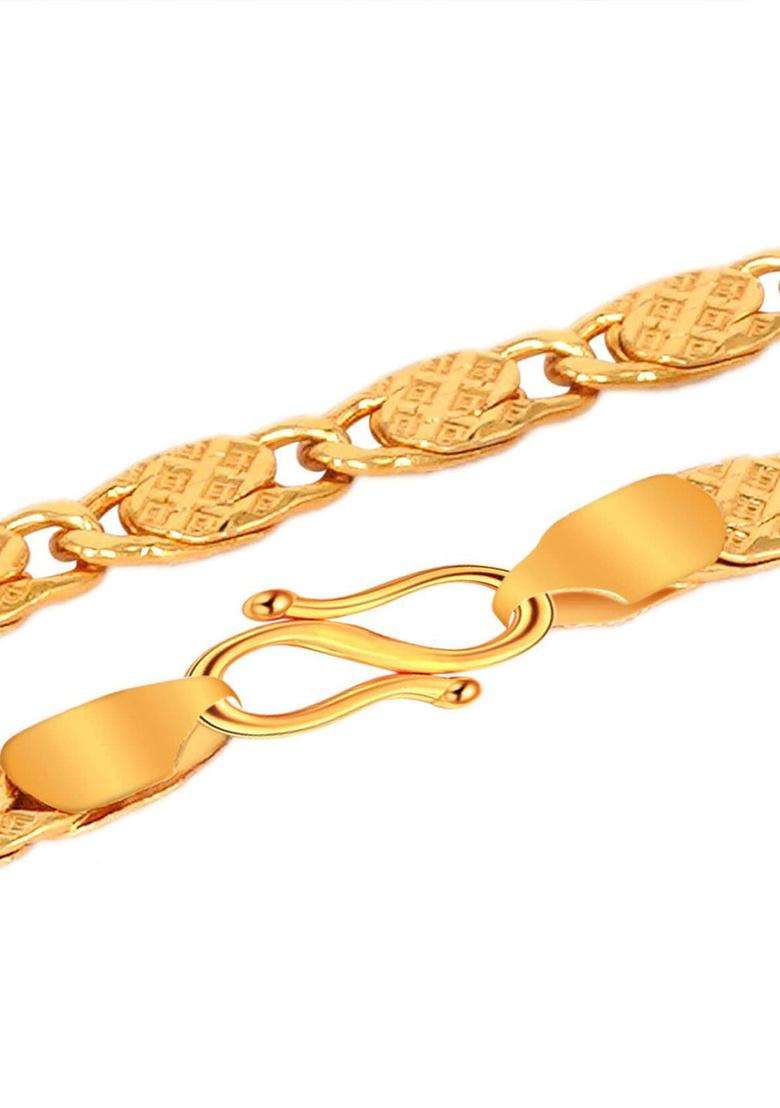Brass Gold-Plated Chain with CZ Stone for Men | Traditional Temple Jewellery for Wedding & Festive Wear | Gift for Him - Indya