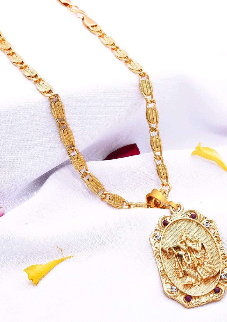 Brass Gold-Plated Necklace for Men | Fusion Party & Festive Wear | Gift for Him - Indya