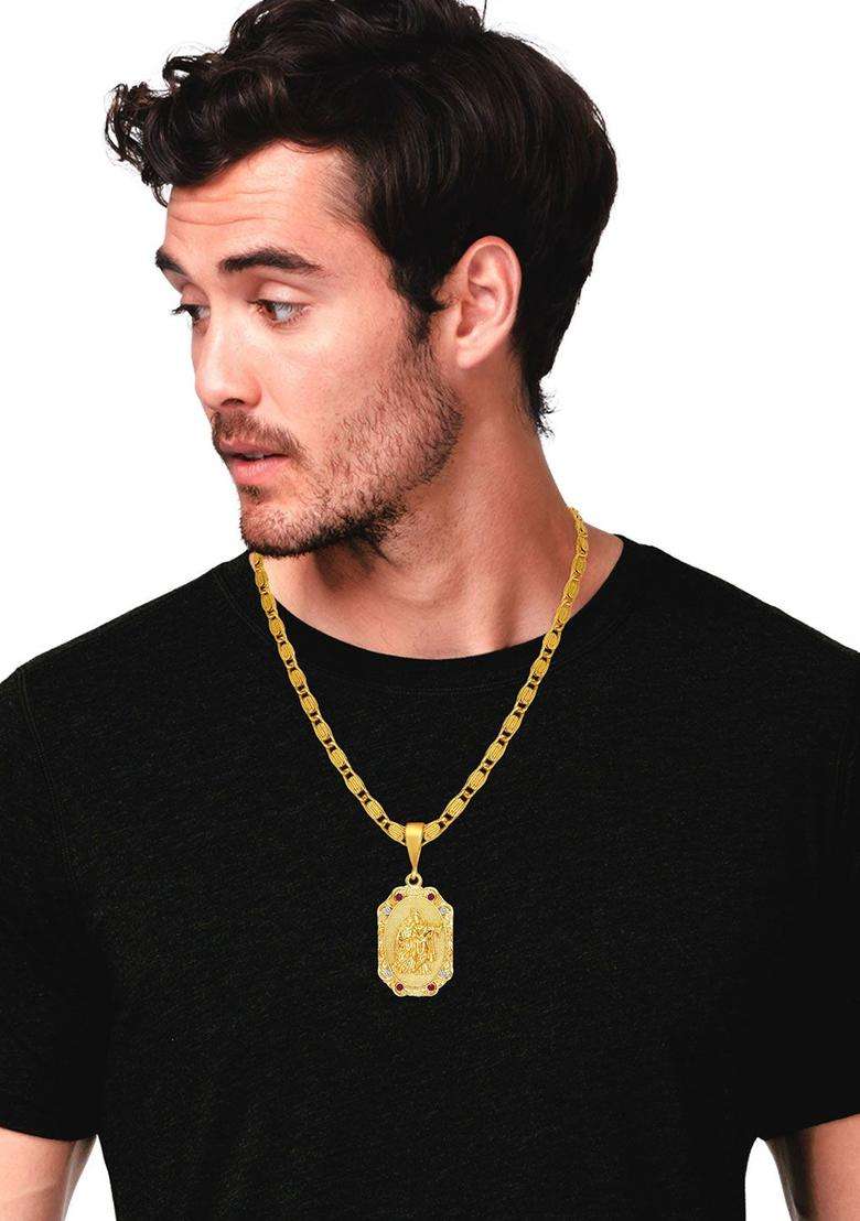 Brass Gold-Plated Necklace for Men | Fusion Party & Festive Wear | Gift for Him - Indya