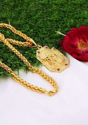 Brass Gold-Plated Necklace for Men | Traditional Temple Jewellery for Wedding & Festive Wear | Gift for Him