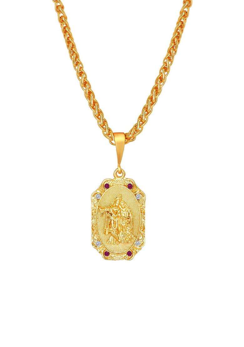 Brass Gold-Plated Necklace for Men | Traditional Temple Jewellery for Wedding & Festive Wear | Gift for Him - Indya