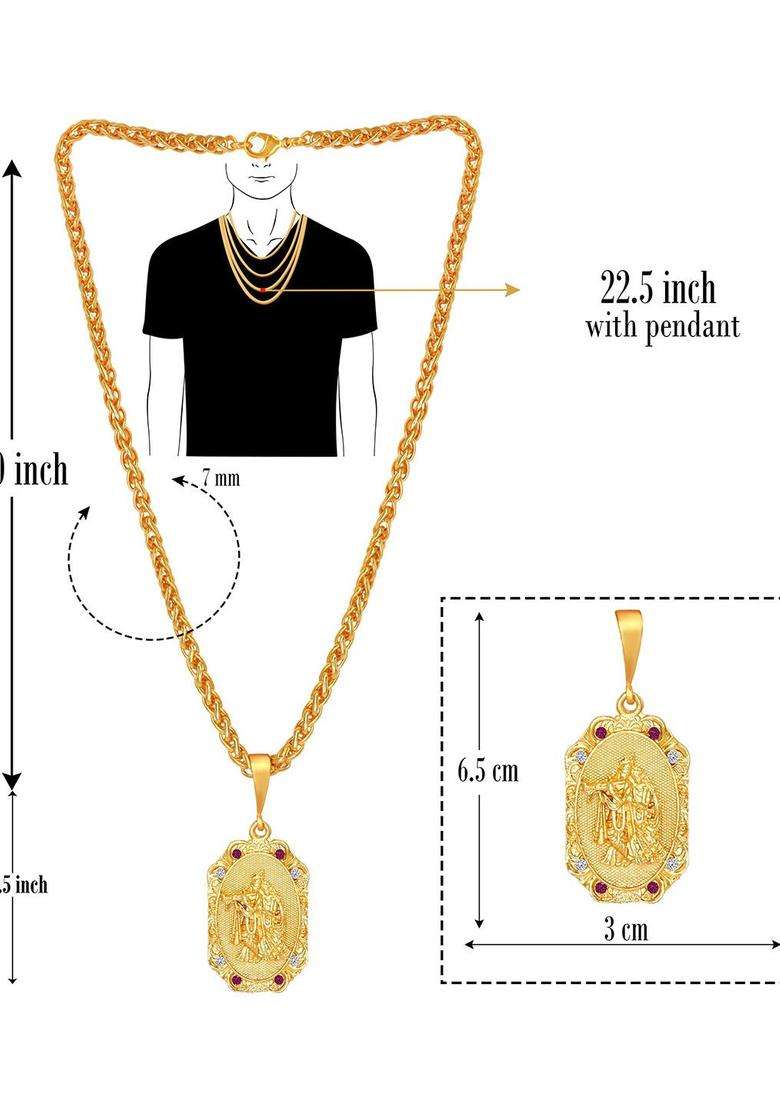 Brass Gold-Plated Necklace for Men | Traditional Temple Jewellery for Wedding & Festive Wear | Gift for Him - Indya