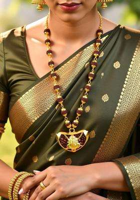 Brass Gold-Plated Temple Necklace for Men & Women | Traditional Temple Jewellery for Wedding & Festive Wear | Festive Gift