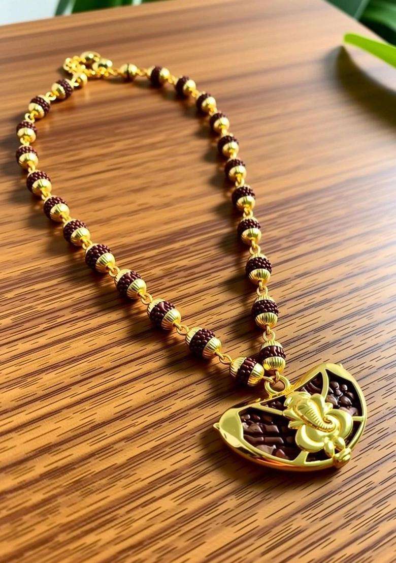 Brass Gold-Plated Temple Necklace for Men & Women | Traditional Temple Jewellery for Wedding & Festive Wear | Festive Gift - Indya