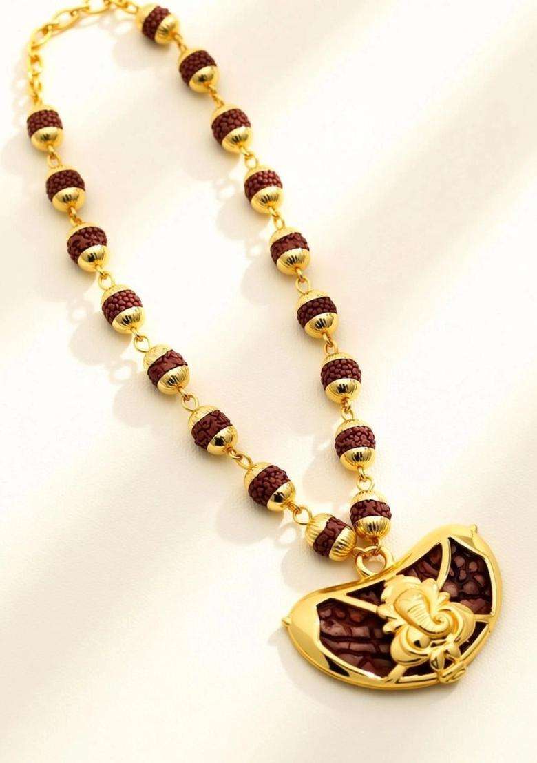 Brass Gold-Plated Temple Necklace for Men & Women | Traditional Temple Jewellery for Wedding & Festive Wear | Festive Gift - Indya