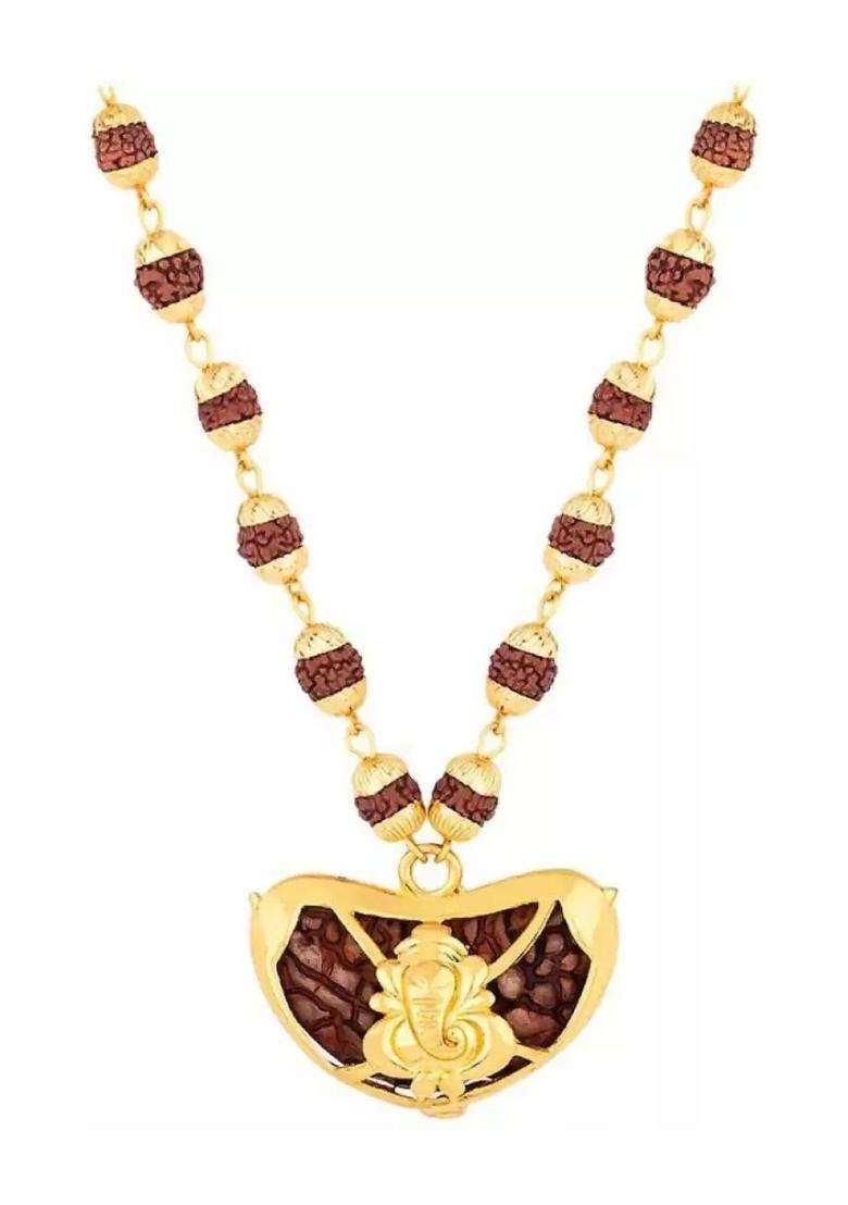 Brass Gold-Plated Temple Necklace for Men & Women | Traditional Temple Jewellery for Wedding & Festive Wear | Festive Gift - Indya