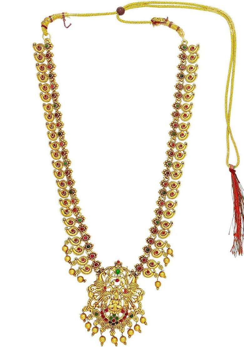 Gold-Plated Stone-Studded & Beaded Jewellery Set for Women | Traditional Temple Jewellery for Wedding & Festive Wear | Gift for Her - Indya
