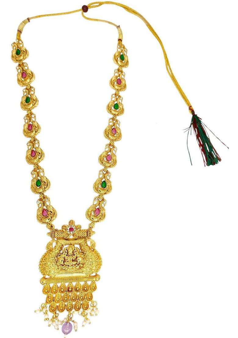 Gold-Plated Stone-Studded & Beaded Jewellery Set for Women | Traditional Temple Jewellery for Wedding & Festive Wear | Gift for Her - Indya