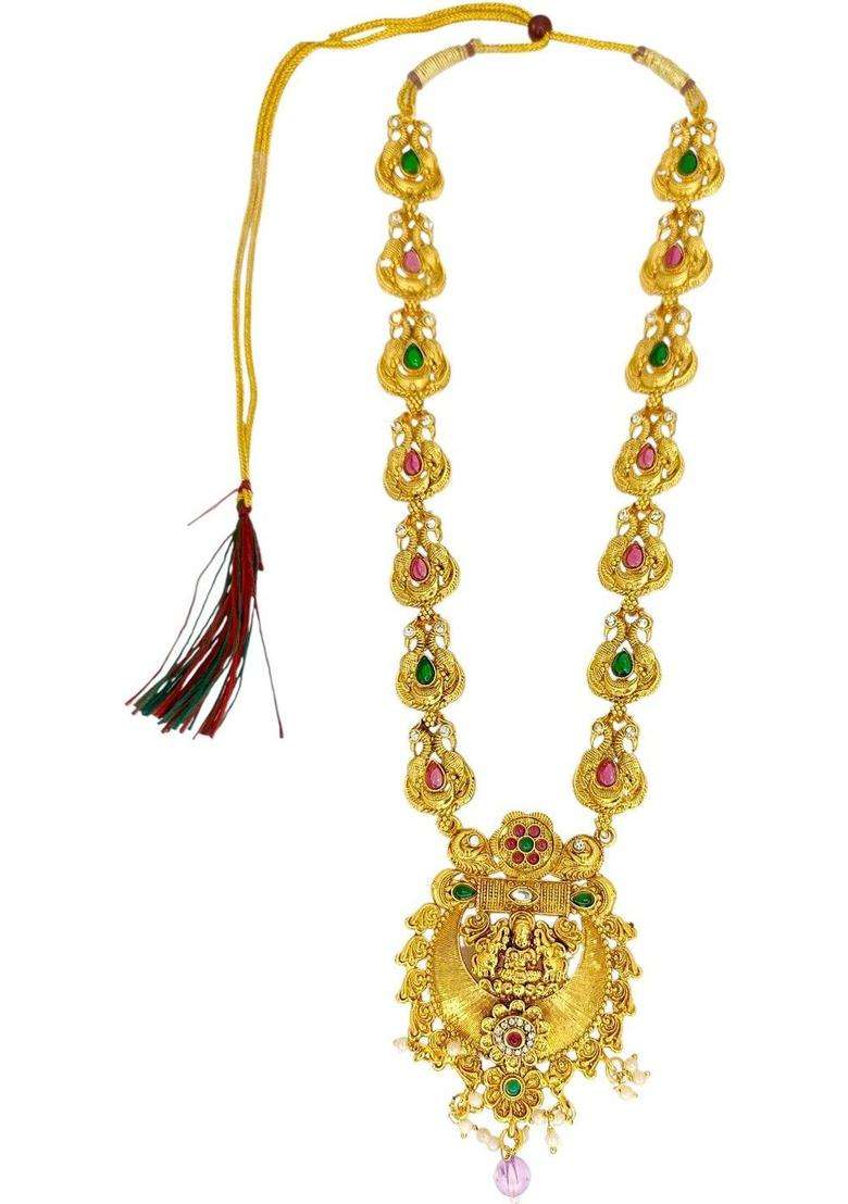 Gold-Plated Stone-Studded & Beaded Jewellery Set for Women | Traditional Temple Jewellery for Wedding & Festive Wear | Gift for Her - Indya