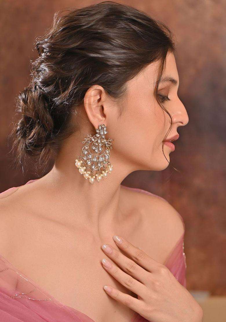 Drop Earrings with Kundan for Women | Traditional Temple Jewellery for Wedding & Festive Wear | Gift for Her - Indya