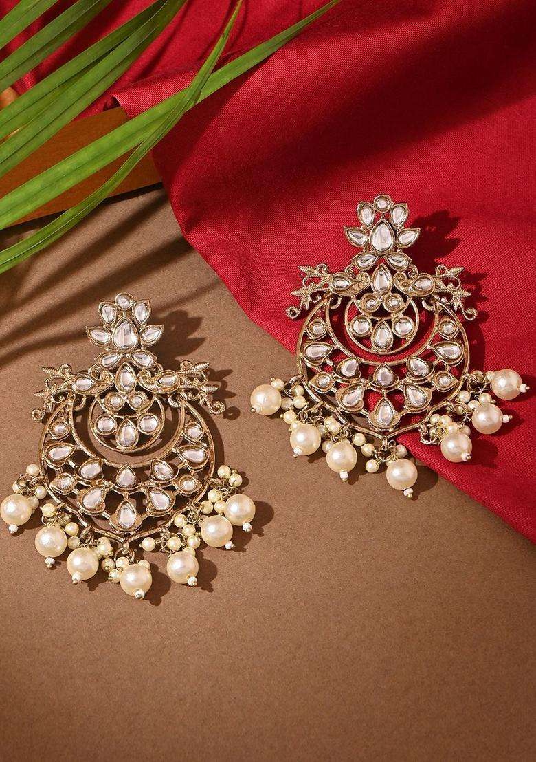 Drop Earrings with Kundan for Women | Traditional Temple Jewellery for Wedding & Festive Wear | Gift for Her - Indya